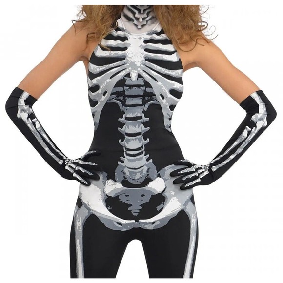 Skeleton Costume Adult Female Bodysuit Halloween Fancy Dress Plus 18-20 - Picture 2 of 7
